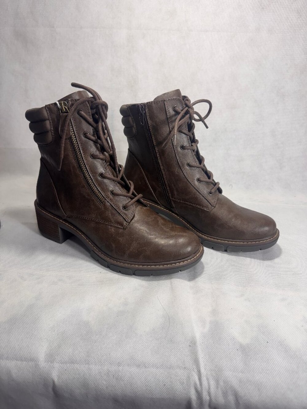 White Mountain Block Heel Combat Boots